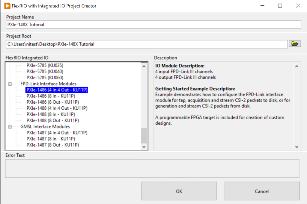 FlexRIO with Integrated IO Project Creator