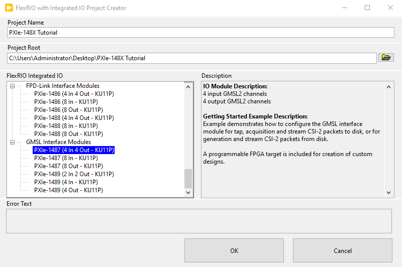 FlexRIO with Integrated IO Project Creator