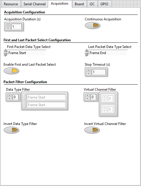 Configuration Settings Acquisition Tab Finite