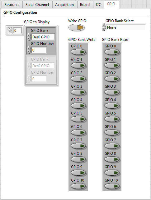 Configuration Settings GPIO Tab with Des0 GPIO0