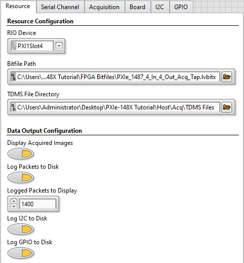 Configuration Settings Resource Tab Log to Disk