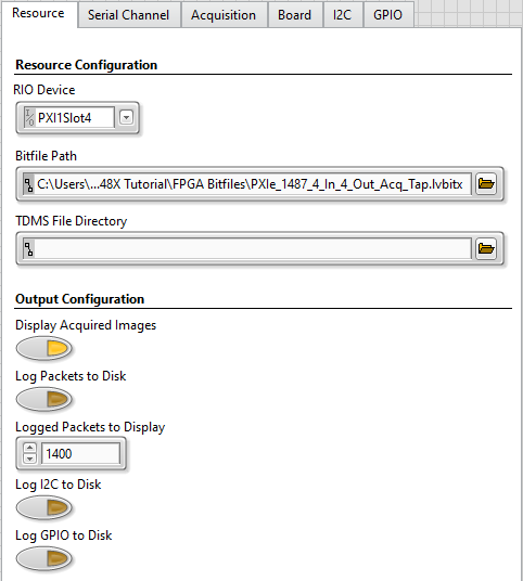 Configuration Settings Resource Tab