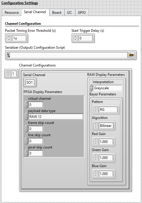 Generating and Displaying Multiple Images Channel Configurations