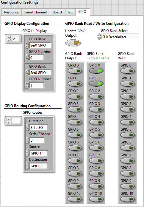 Routing GPIO Lines - GPIO Tab Settings