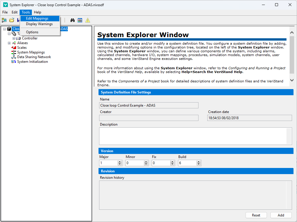 Edit Mappings command in System Explorer System Explorer Window